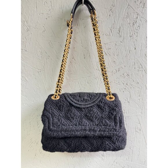 TORY BURCH Fleming soft bouclé tweed small convertible crossbody bag -Black - Picture 3 of 14
